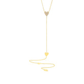 0.14ct 14k Yellow Gold Diamond Pave Heart Lariat Necklace